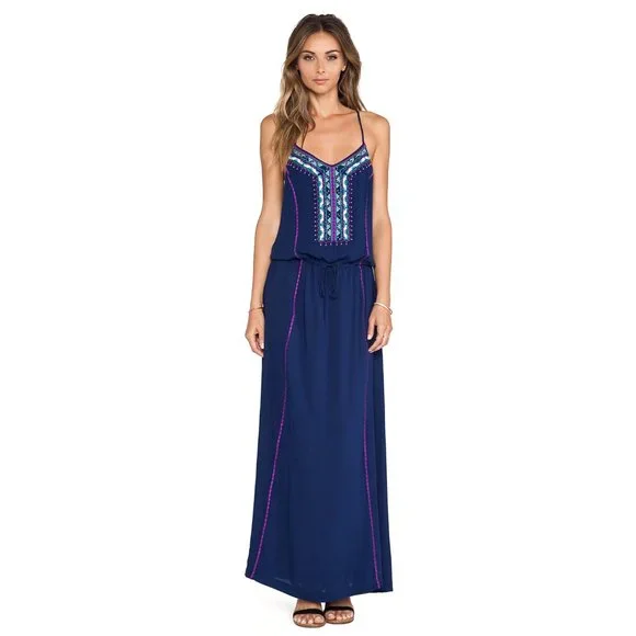 nanette lepore embroidered dress Louanne Slinky Long Sleeve Maxi Dress / Burgundy | MESHKI